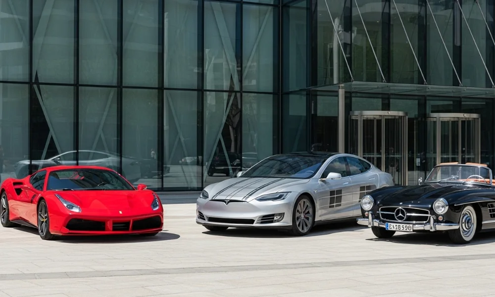 Pravi Celer Cars parked near glass tower