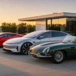 Cars parked outside villa