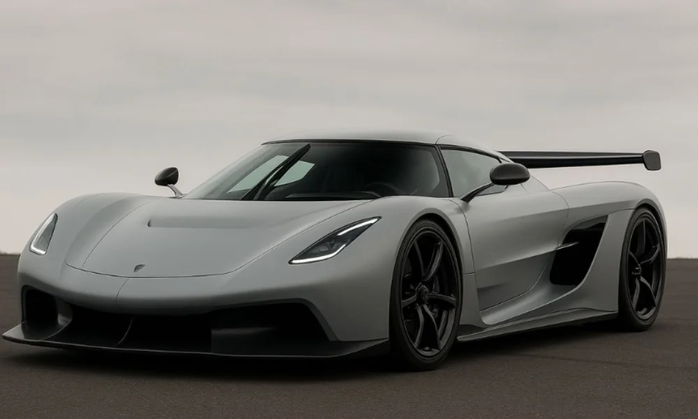 Sleek gray sports car with aerodynamic design, low-profile tires-fastest supercars 2025