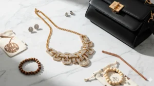 gold necklace, and eco jewelry