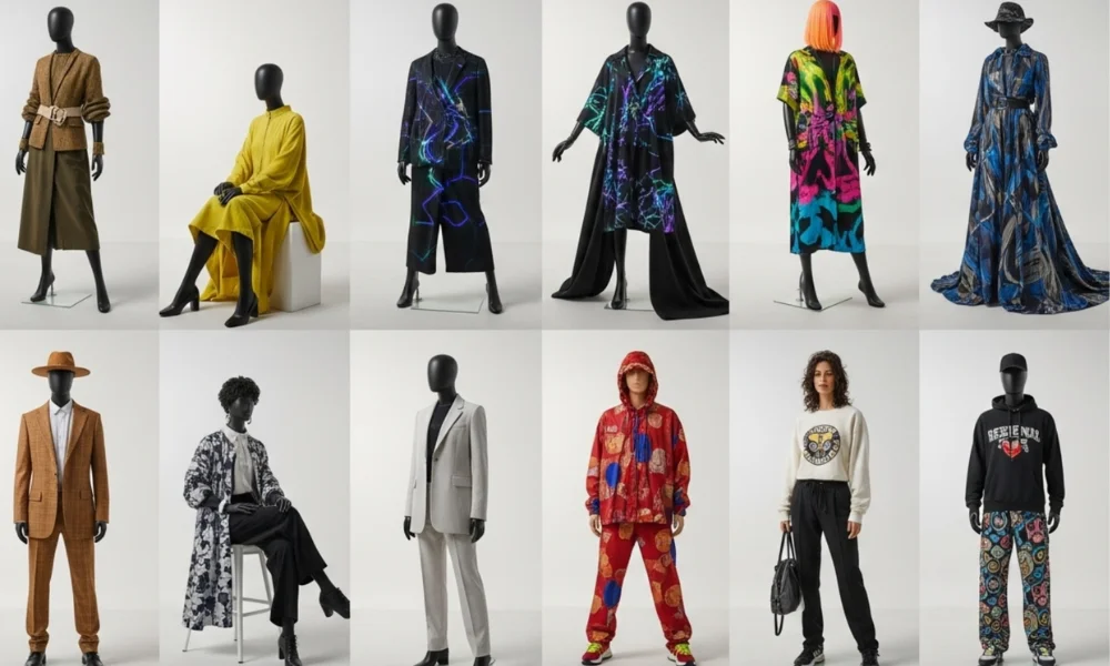 Mannequins in modern fashion outfits