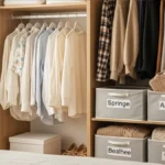 Organized closet for seasonal clothing rotation