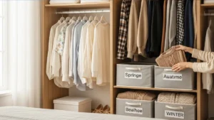 Organized closet for seasonal clothing rotation