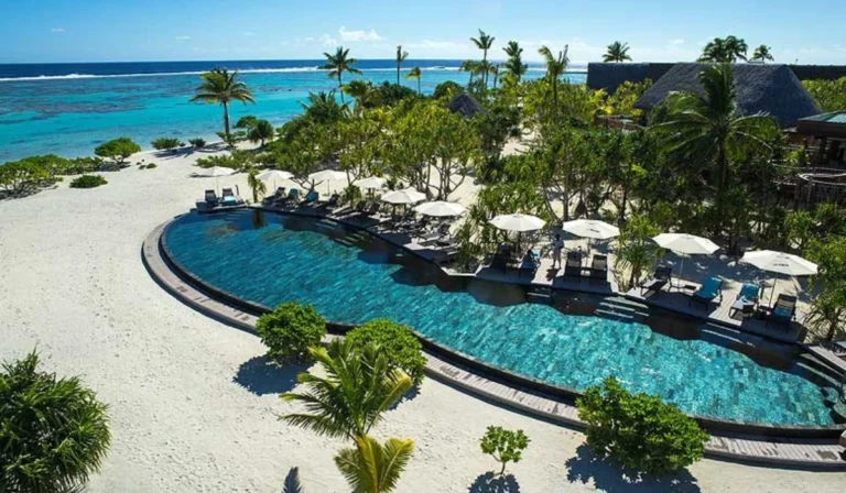 Tropical beachside pool