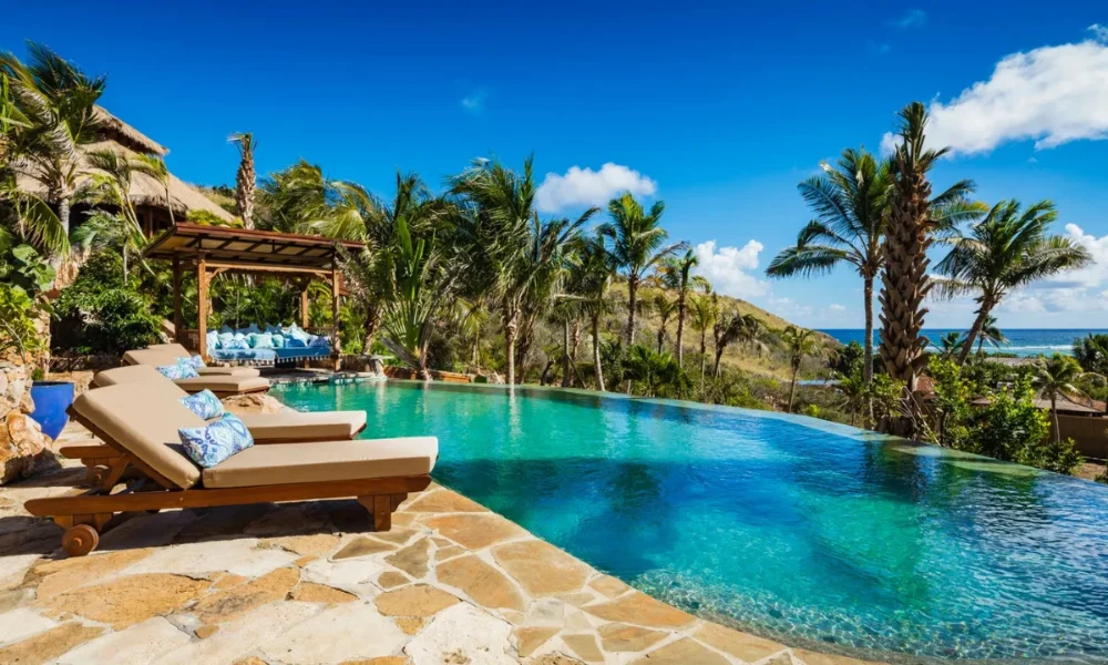 Tropical infinity pool with ocean view