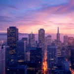 San Francisco skyline at sunset