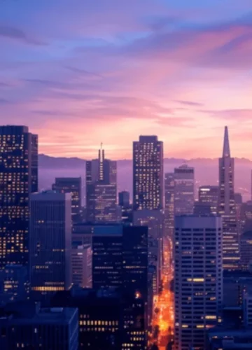 San Francisco skyline at sunset
