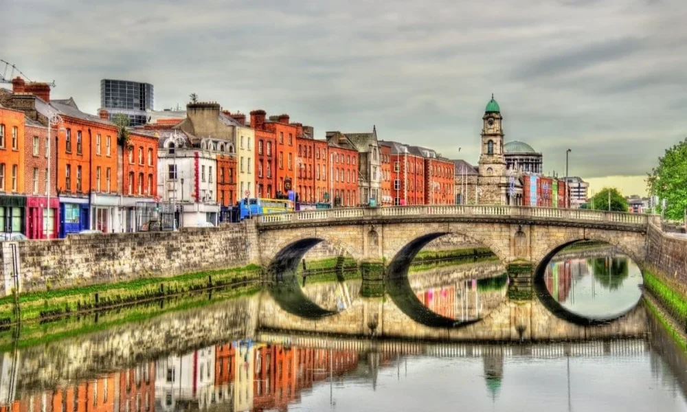Dublin cityscape with bridge over Liffey