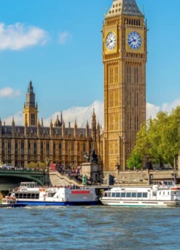 Big Ben, Parliament, and boats on Thames