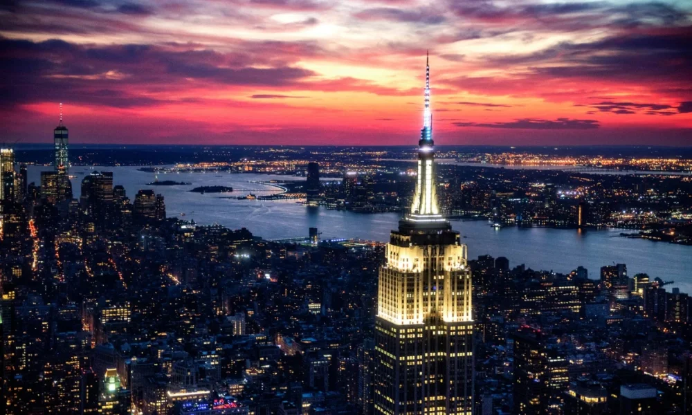 Empire State Building at sunset, NYC skyline