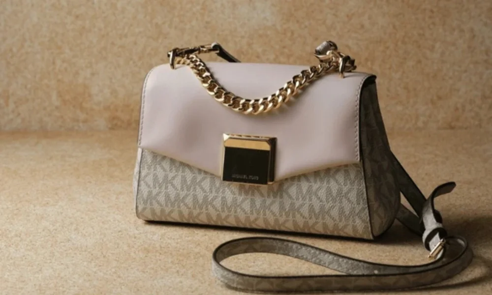 Michael Kors handbag, light pink and monogrammed