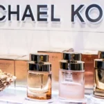 Michael Kors perfume display with seashell