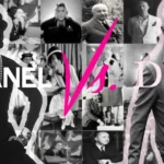Chanel vs. Dior collage, black and white`