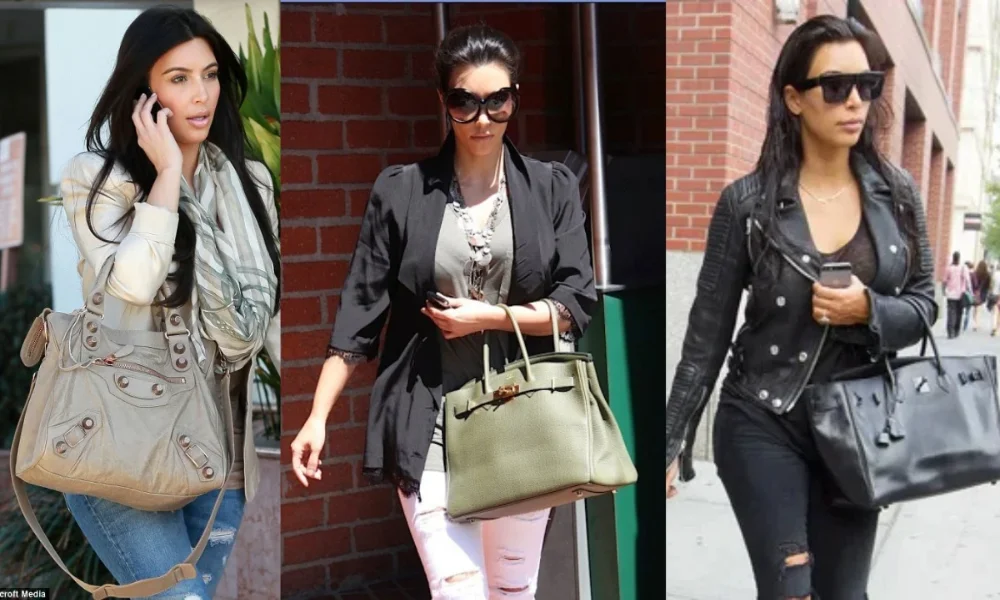Kim Kardashian in 3 outfits with handbags