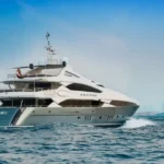 Luxury yacht "Encore" on blue water