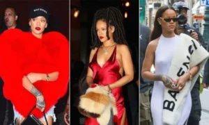 Rihanna in 3 different outfits