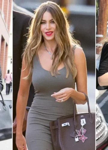 Three women with designer handbags