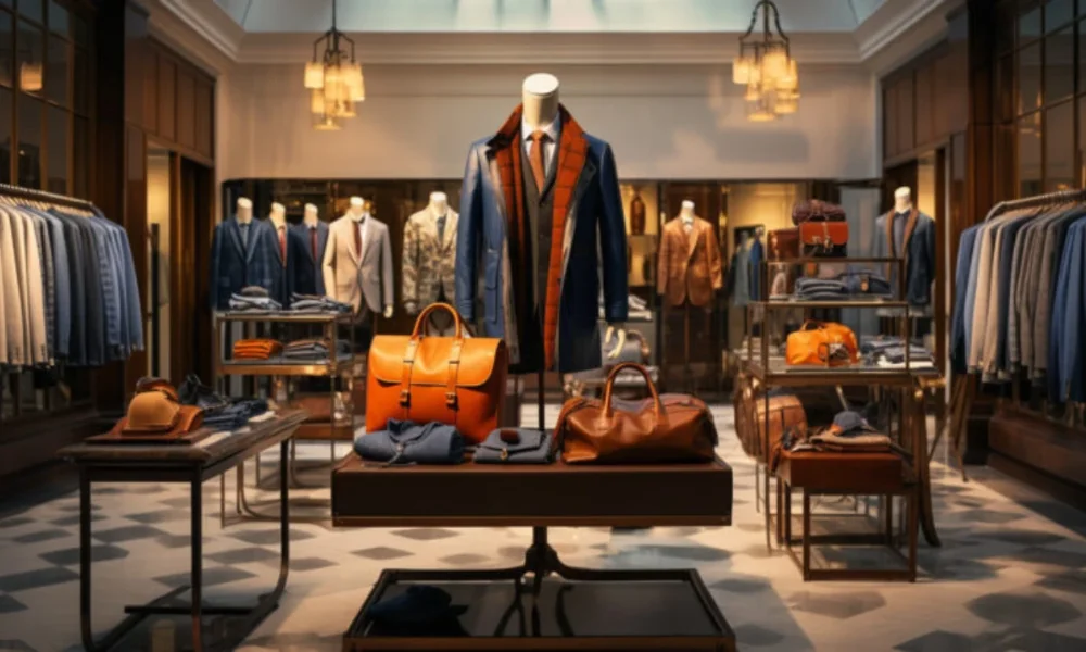 Upscale men's clothing store interior