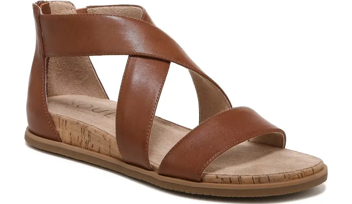 6. Neutral Leather Slide Sandals