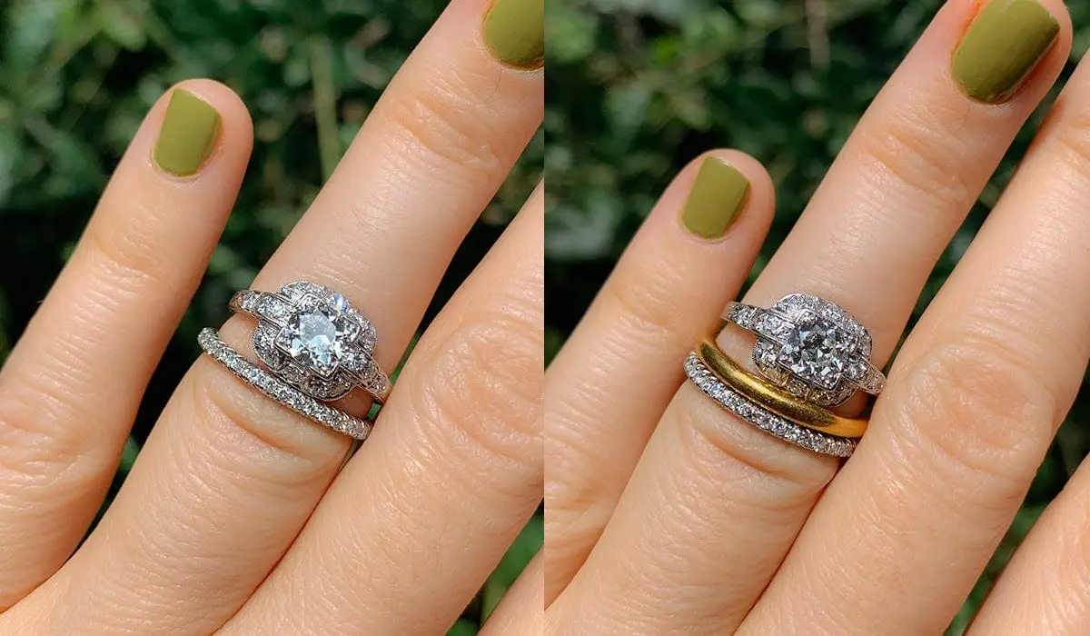 19. Custom Engraved Diamond Stacking Ring