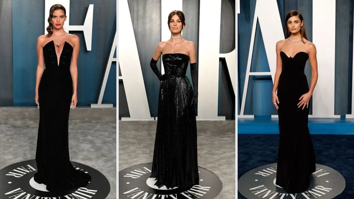 Red carpet style black evening gowns showcase