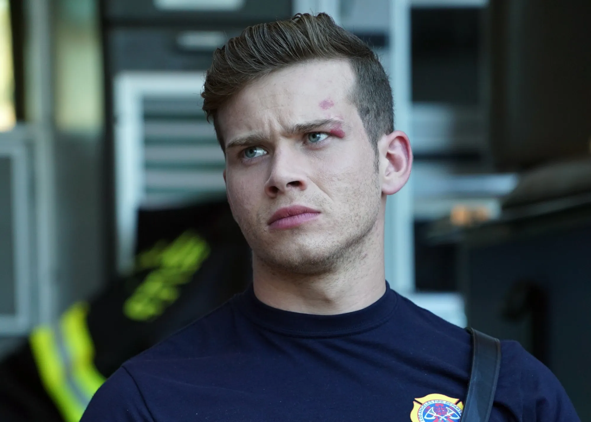 Firefighter stationed inside an emergency response base