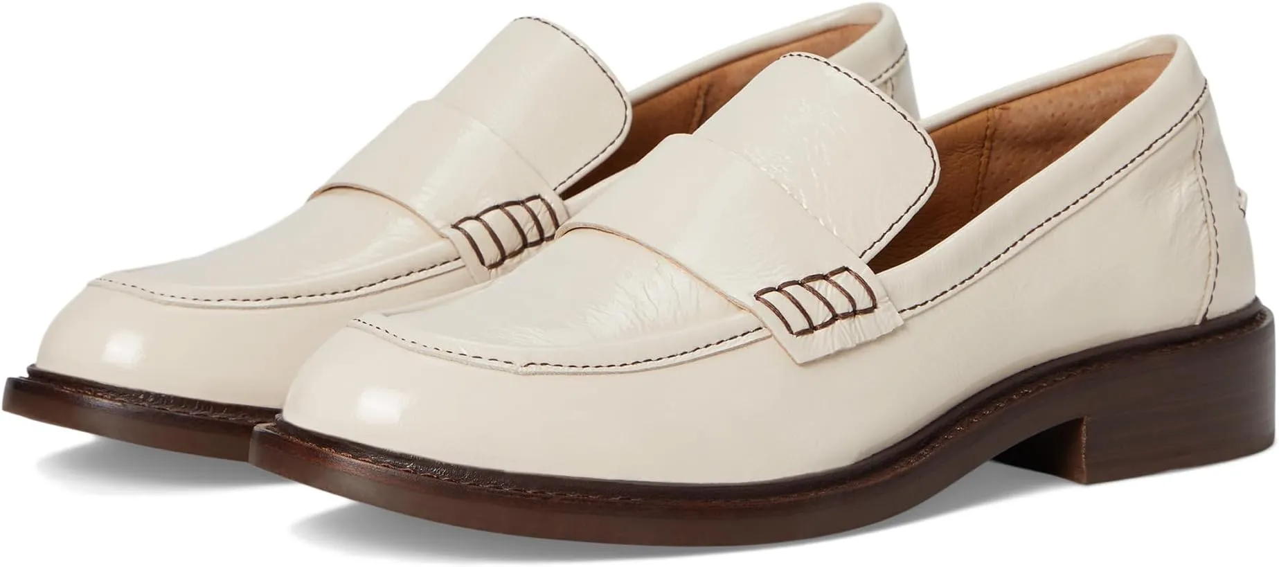 Clean white leather slip-on loafers for footwear