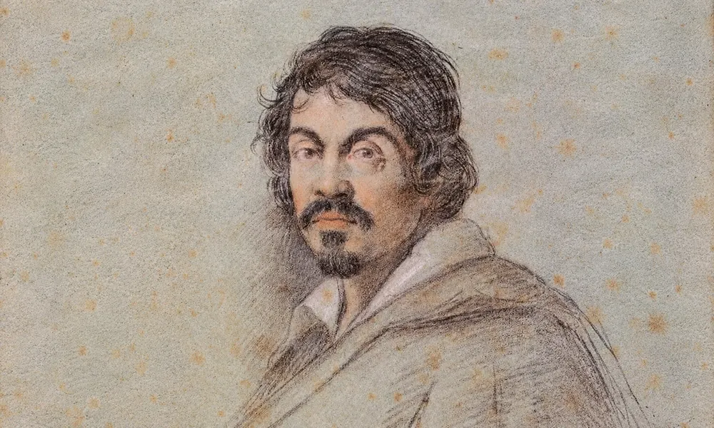 Chalk portrait of Baroque painter Caravaggio (1571–1610) with dark wavy hair and a mustache-15 Greatest Painters