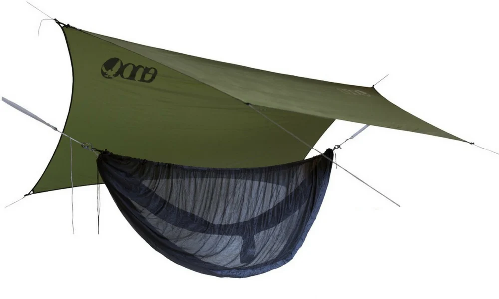 camping hammock system featuring an attached black mesh mosquito net-best-camping-hammocks