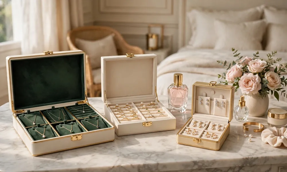 Benefits of luxury jewelry boxes organized dressing table with elegant storage
