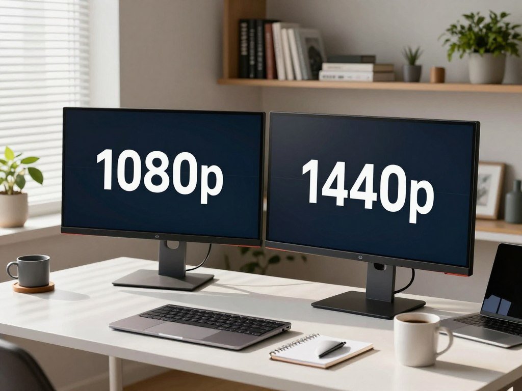 1080p and 1440p text displayed on home office monitors 1080p and 1440p text displayed on home office monitors