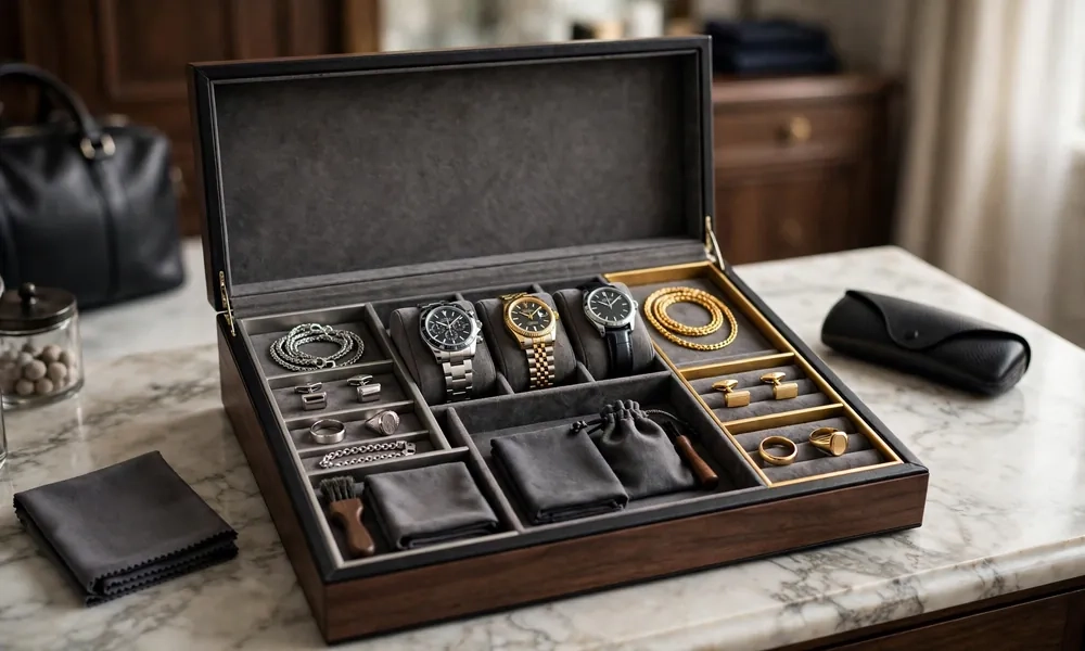 Tips for organizing and maintaining men's jewelry box with proper storage