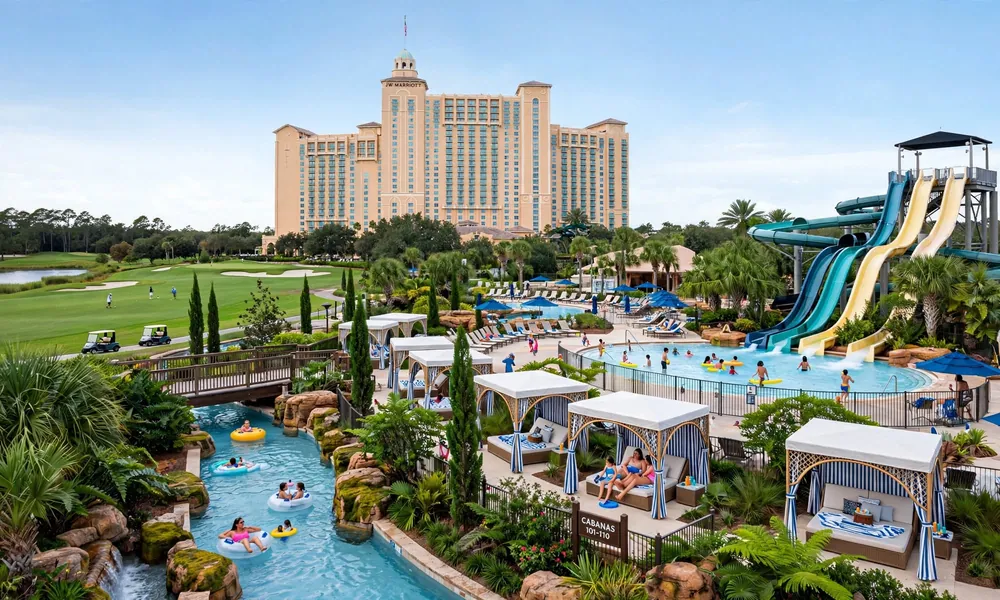 JW Marriott Grande Lakes water park with lazy river and family pools
