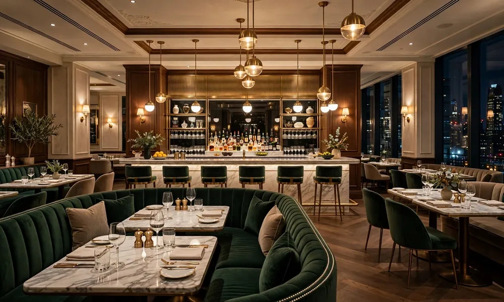 Dabble restaurant interior at The London hotel with elegant dining tables-Luxury Collection Hotel Manhattan Midtown