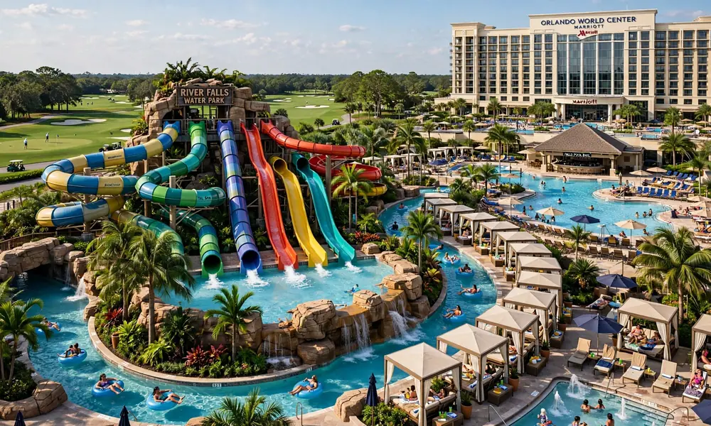 Lake Nona Wave Hotel modern luxury exterior with wavy architecture and dining terrace