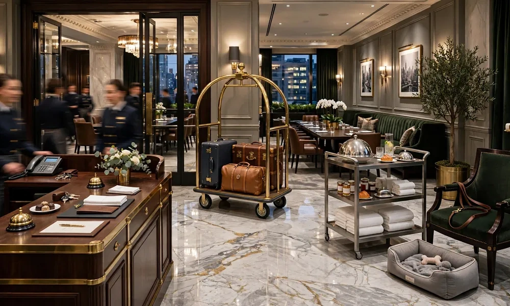 Luxury hotel lobby services with concierge desk and luggage service-Luxury Collection Hotel Manhattan Midtown