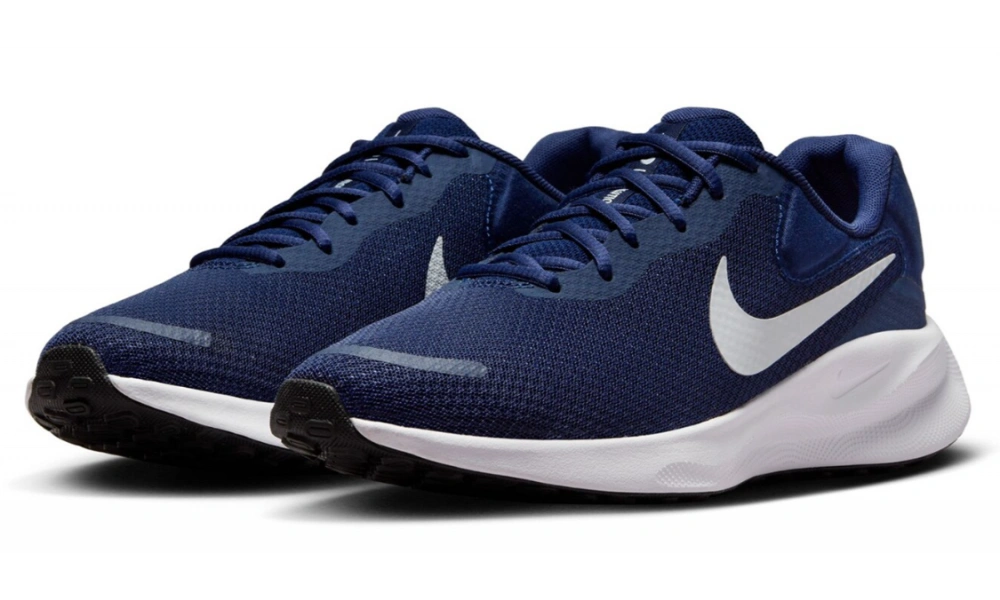 Pair of navy blue Nike running shoes with white swoosh logos-Best Walking Shoes for Women