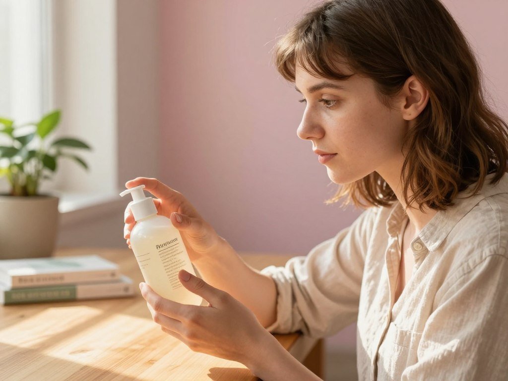 A beginner checking lotion ingredients for sensitive skin