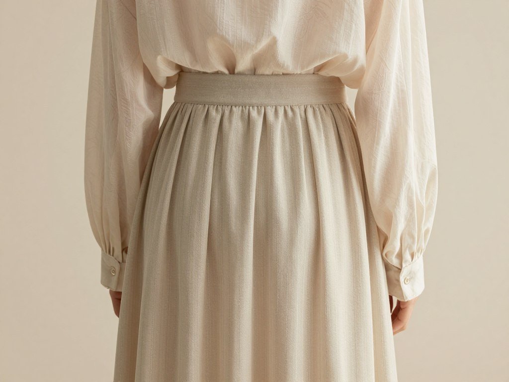 A lined skirt and sheer shirt show different garment details