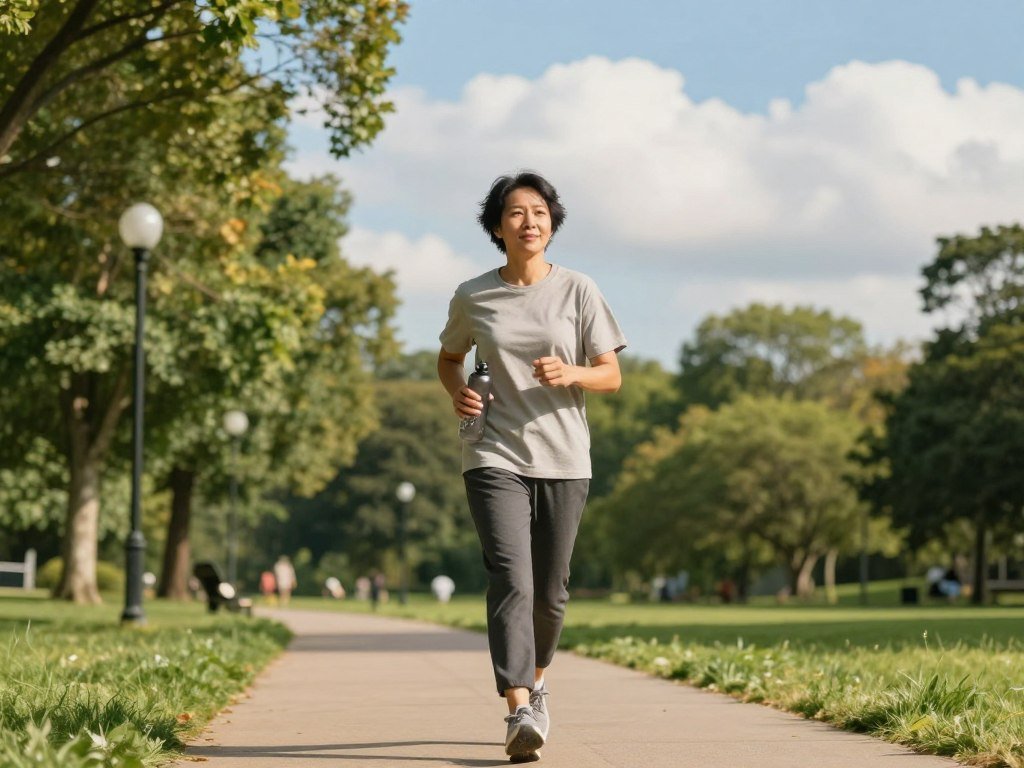 A person combines a walk with a steady everyday routine