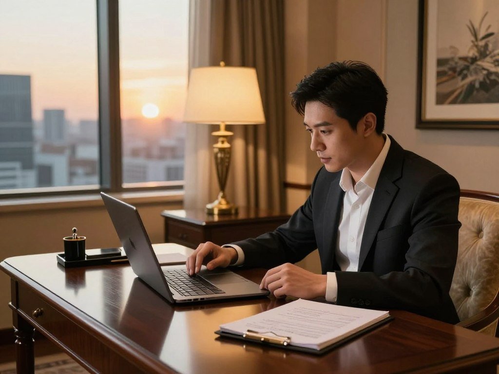A traveler checks hotel costs and cancellation terms