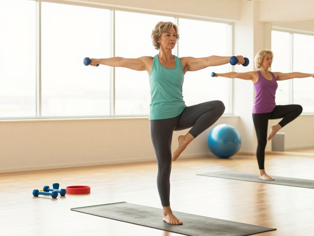 Adult combining exercise types for stronger bones and balance Adult combining exercise types for stronger bones and balance