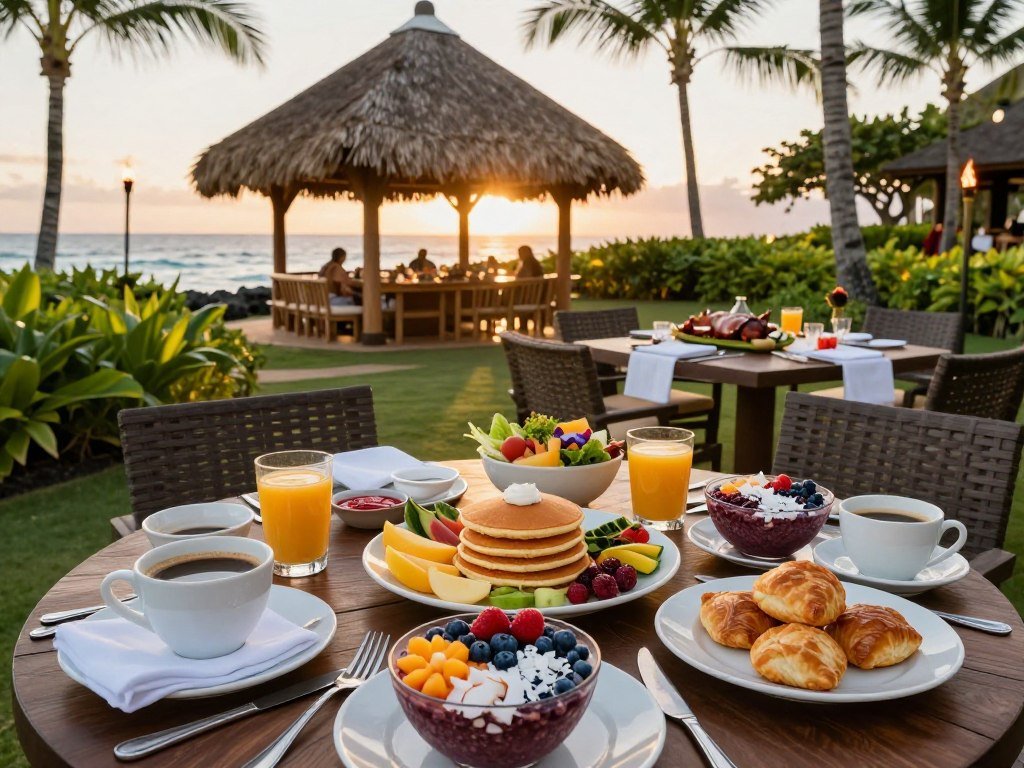 Andaz Maui breakfast and a coursed luau dinner
