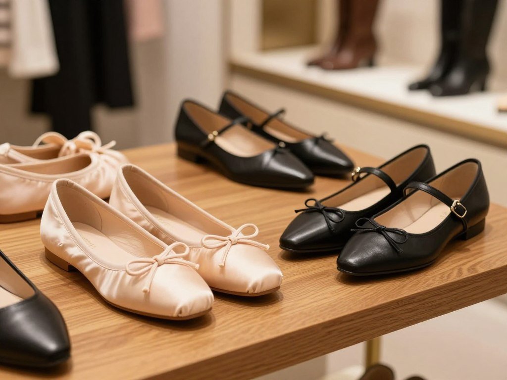 Ballet flats, Mary Janes, and pointed black shoes Ballet flats, Mary Janes, and pointed black shoes
