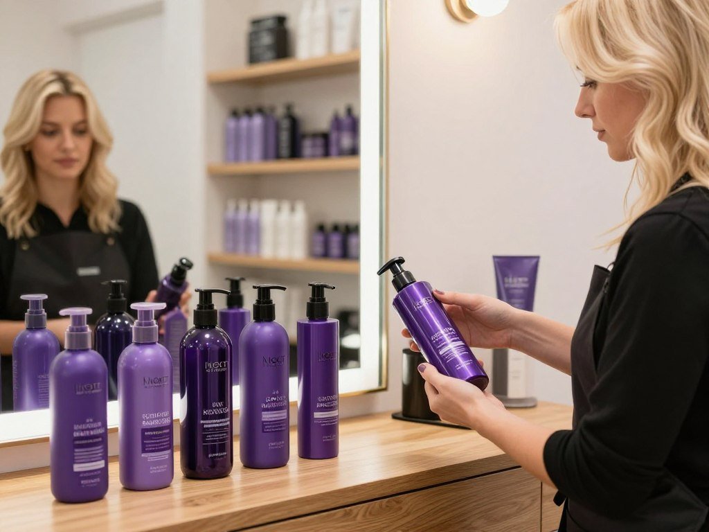 Bleached hair and purple shampoo formula choices