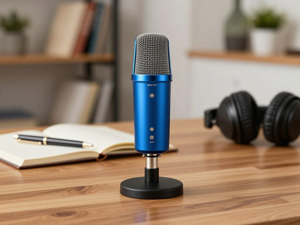 Blue Yeti USB microphone set for solo podcast recording Blue Yeti USB microphone set for solo podcast recording