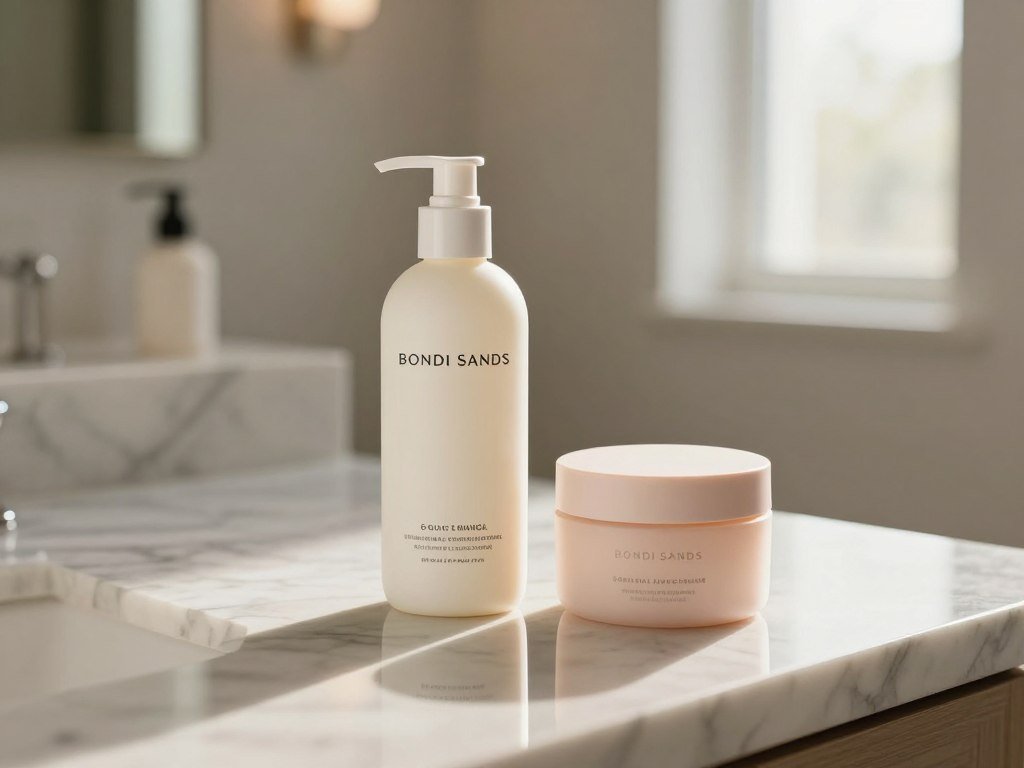 Bondi Sands gradual tanning lotion beside a moisturizer
