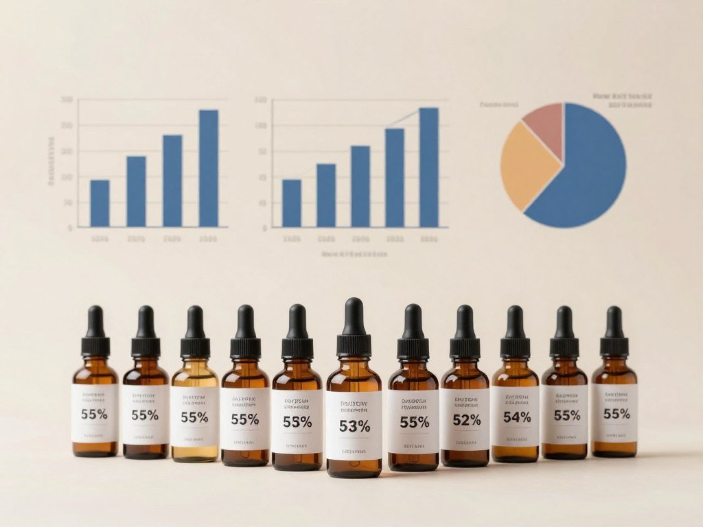 Brow serum study results compared in a simple product chart