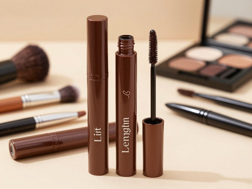 Brown mascara comparison showing lift length and volume choices Brown mascara comparison showing lift length and volume choices