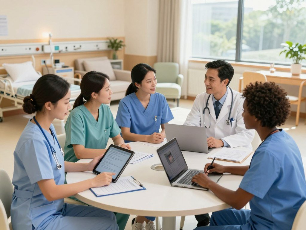 Care providers coordinating work across skilled nursing facilities